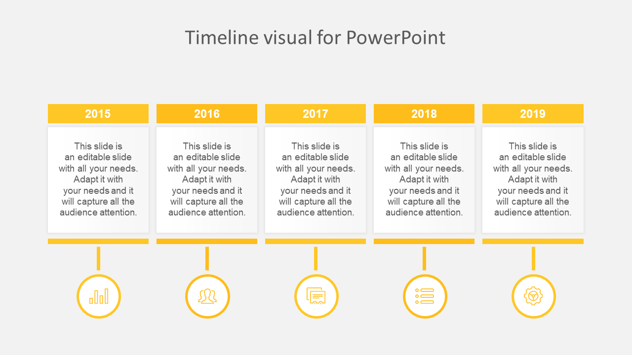 timeline visual for powerpoint-yellow